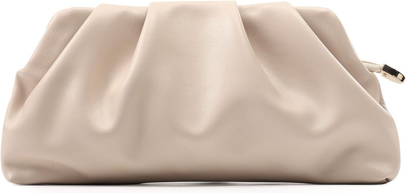 FanChris Evening Bag for Women Ruched Clutch Purse Detachable Metal Chain Crossbody Bag - Image 1
